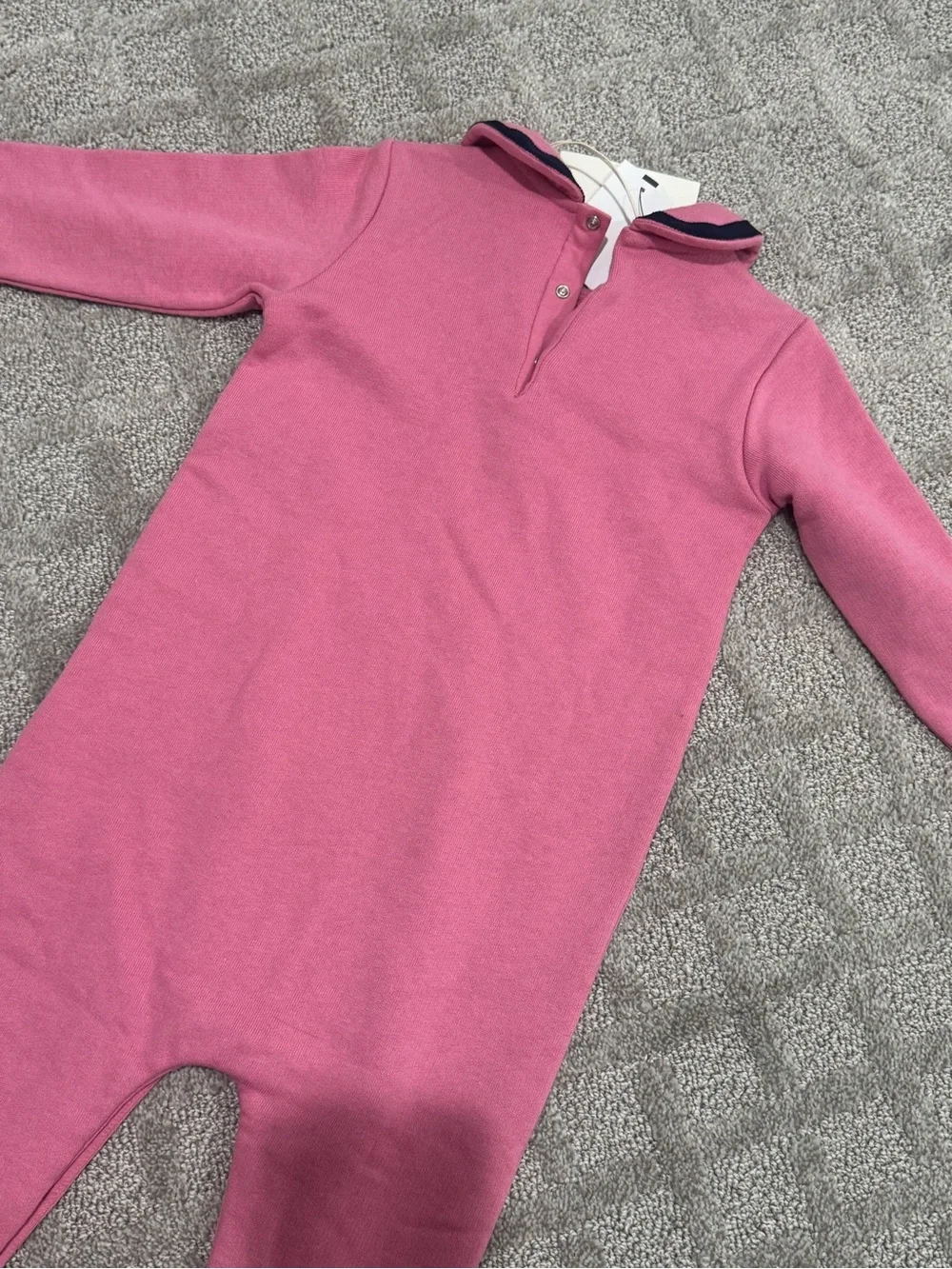Gucci Pink Bubble Collar Baby One-Piece with Navy Bow